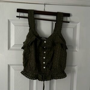 American Eagle Cropped Tank, Army Green, Size XS